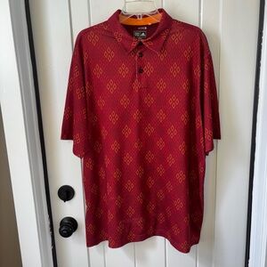 Adidas Climacool Golf Polo Red Orange Diamonds XL